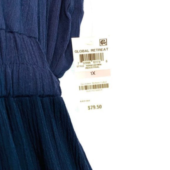 NWT Style & Co. Navy Plus Tie Waist Maxi Dress #1 - Picture 4 of 5